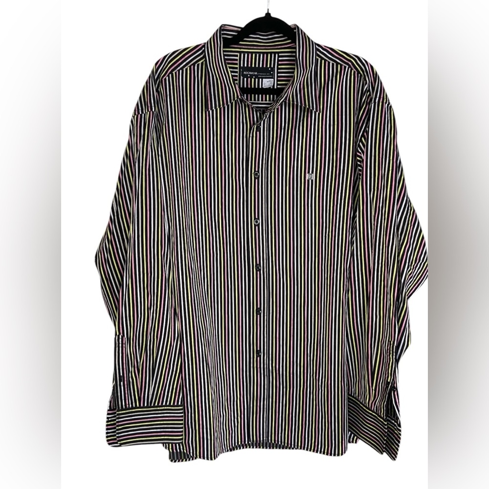 Rocawear vintage men’s long sleeve striped button down shirt size 2XL